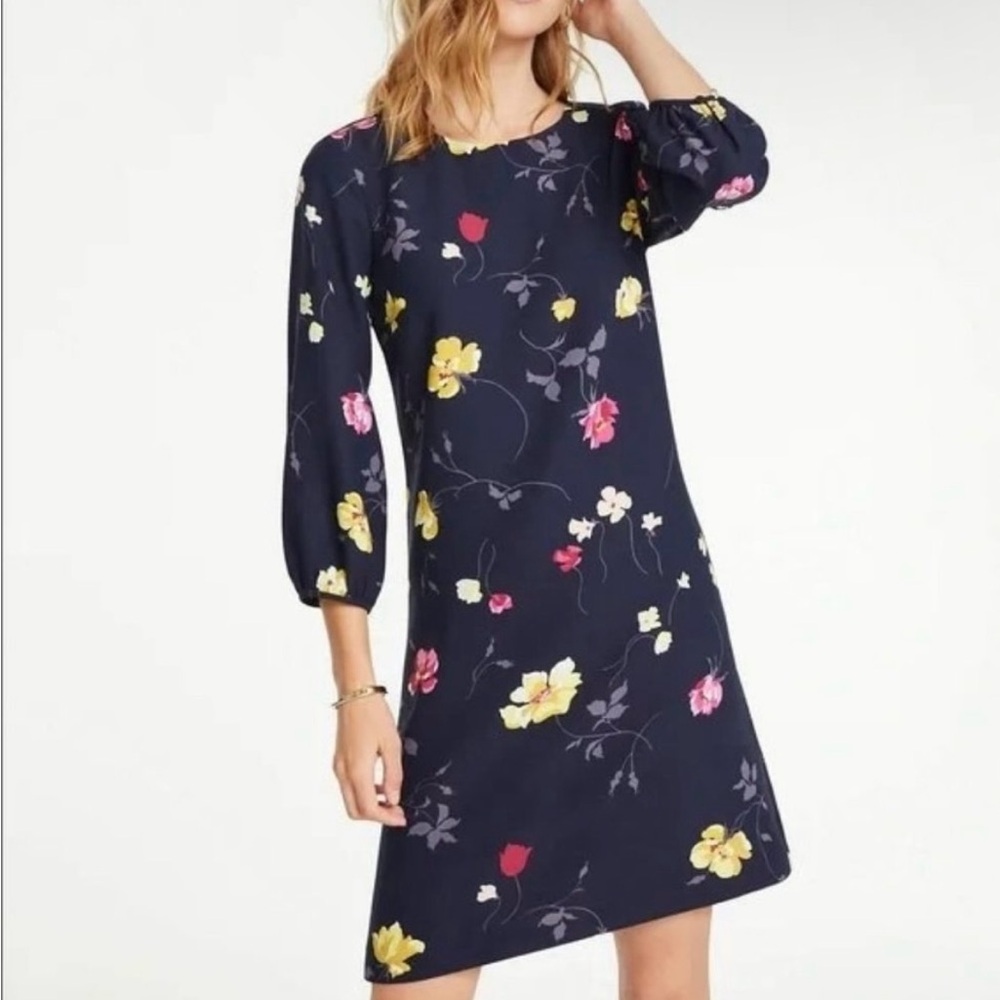 Ann Taylor Navy‎ Floral Shift Dress